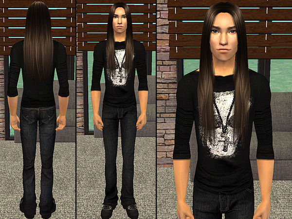 Sims 2 — Fashionable Casual Looks For Males - Black T-Shirt and Jeans by CerseiL2 — Five modern looks for male sims. The