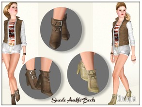 Sims 3 — ~ FREE ~ Suede Strapped Ankle Boots ~  by Cleotopia — New mesh by me, fashionable suede ankle boots, very