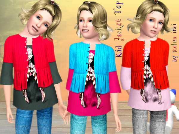 Sims 3 — Kid Jacket Top  by melisa_inci — Printed Top with Jacket.Buttoned.Three quarter sleeves. Everyday-Outerwear. 3