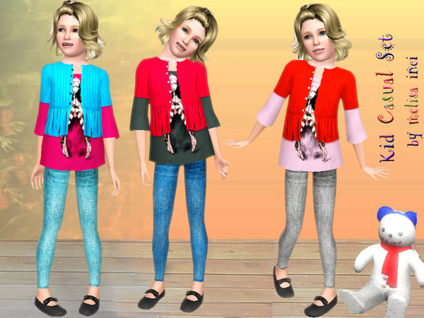 Sims 3 — Kid Winter Casual Set by melisa_inci — This set includes two items:Kid Jacket Top and Kid Denim Pant.