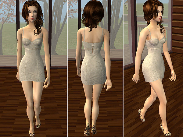 Sims 2 — Feminine Everyday Outfits Collection - Gray Dress by CerseiL2 — Five everyday outfits in different styles.