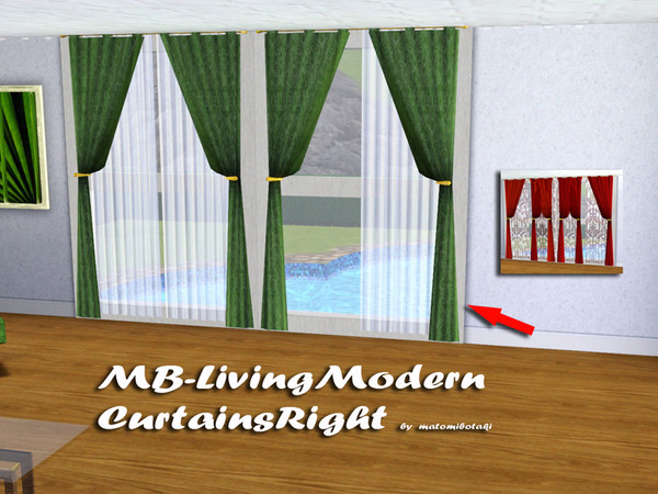Sims 3 — MB-LivingModernCurtainsRight by matomibotaki — MB-LivingModernCurtainsRight, wall high curtains with wider