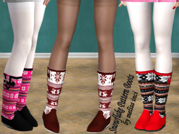 Sims 3 — Snowflake Pattern Boots  by melisa_inci — Cold weather or rain, this boot will get you through the gloomiest of