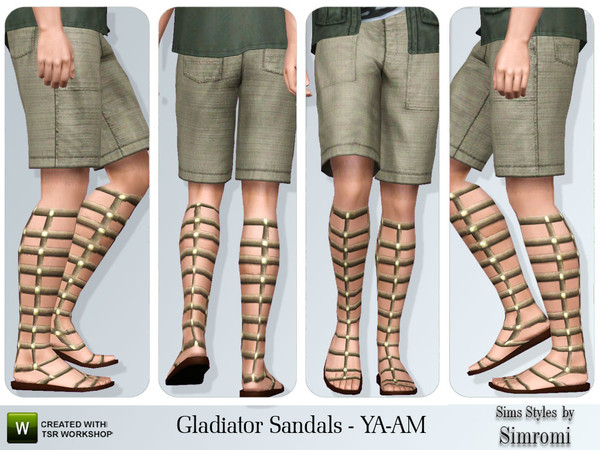 Sims 3 — FREE ~ Gladiator Sandals for AY/AM by simromi — Your adult male sim will look equally intimidating and stylish