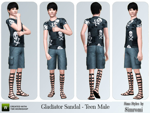 Sims 3 — FREE ~ Gladiator Sandals for TM by simromi — Your teen male sim will look equally intimidating and stylish in