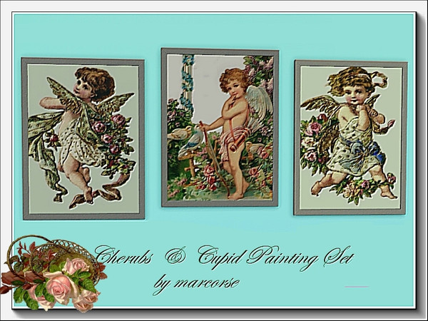 Sims 3 — Cherubs and Cupid Painting Set_marcorse by marcorse — Two of the paintings in this 3-piece set feature Cherubs