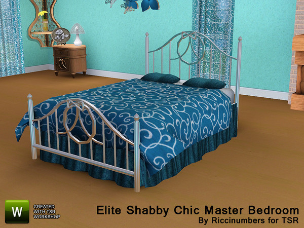 Sims 3 — Shabby Chic Elite Master Bedroom Bed by TheNumbersWoman — For the discerning Sim that chooses to recycle in