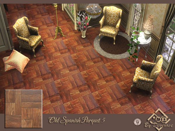 Sims 3 — Old Spanish Parquet 5 by Devirose — Elegant spanish wood-Base Game Compatible, no need EP, created with tool