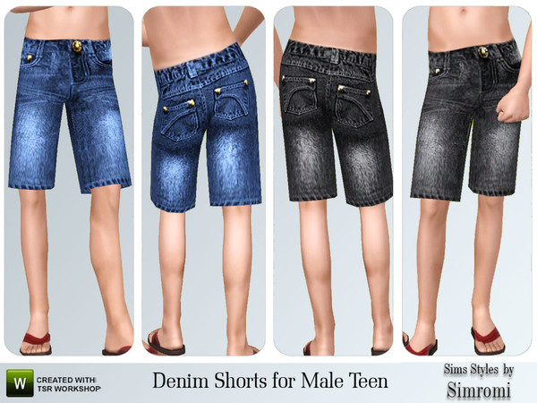 Sims 3 — Denum Shorts for Teen Males by simromi — Classic denim shorts for your male teen. Includes custom CAS and