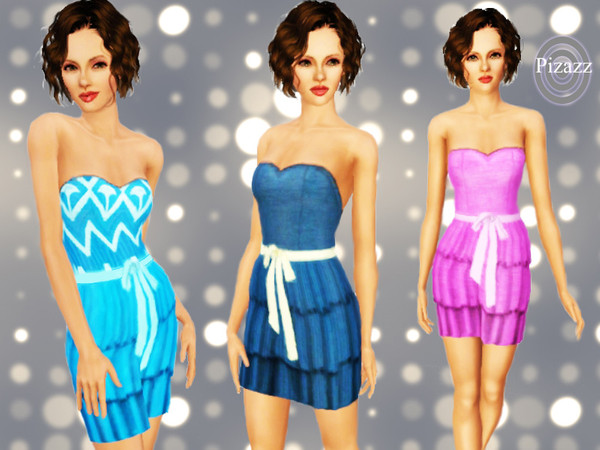 Sims 3 — Paint Me Pretty by pizazz — Playful and fun dress with three color pallets. Great for formal or everyday.