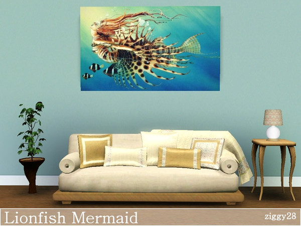 Sims 3 — Lionfish Mermaid by ziggy28 — Lionfish Mermaid an amazing picture of a fish mermaid. Not recolourable. TSRAA