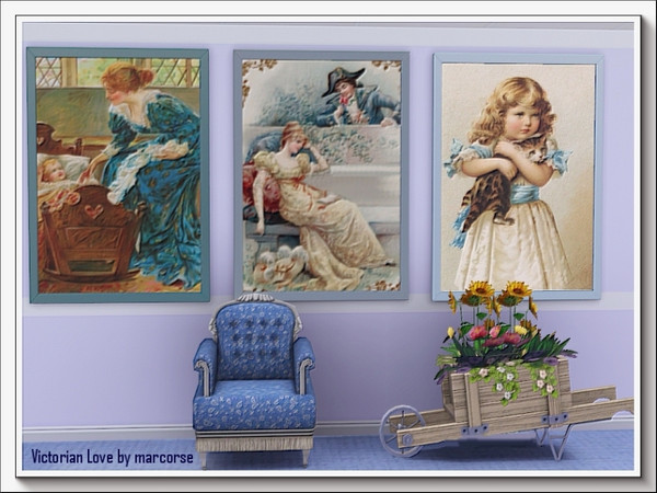 Sims 3 — Victorian Love painting set_marcorse by marcorse — A set of three paintings in the Victorian style with love as