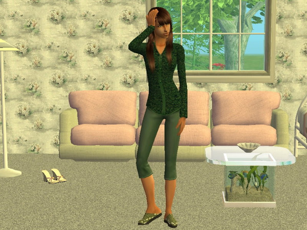 Sims 2 — Comfy PJs Set - Green by zaligelover2 — PJs for AF. Base game compatible.