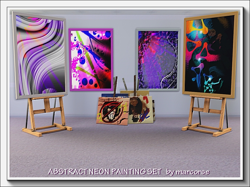 The Sims Resource | Abstract Neon Painting Set_marcorse