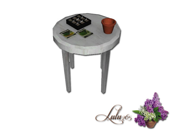 Sims 3 — Summer Garden Work table by Lulu265 — Part of the Summer garden Set. CAStable. Slots for you own decor added