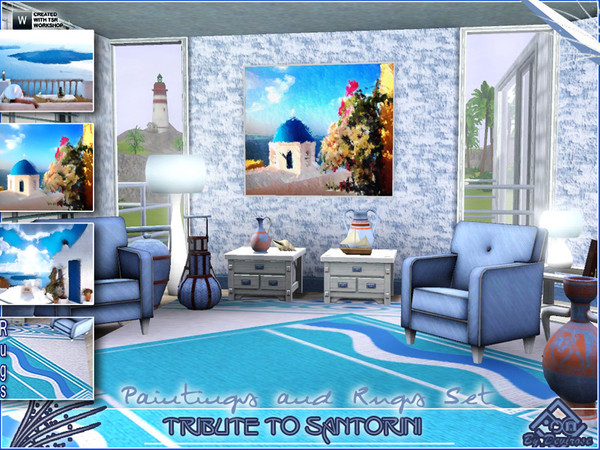 Sims 3 — Tribute to Santorini --Paintings and Rugs Set-- by Devirose — A set dedicated to the beautiful Santorini,in
