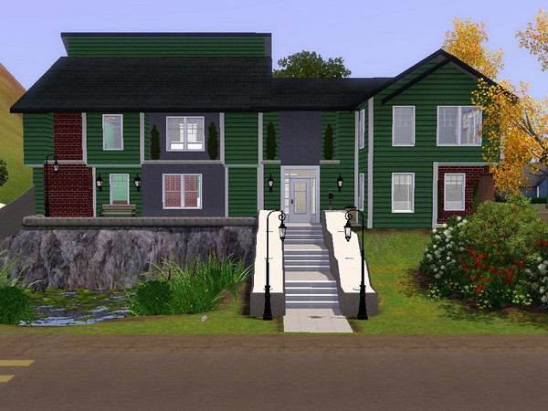 Sims 3 — Dari 16 by xLoesje1232 — This big green house is perfect for 4 sims who like to be creative. There are 2 rooms
