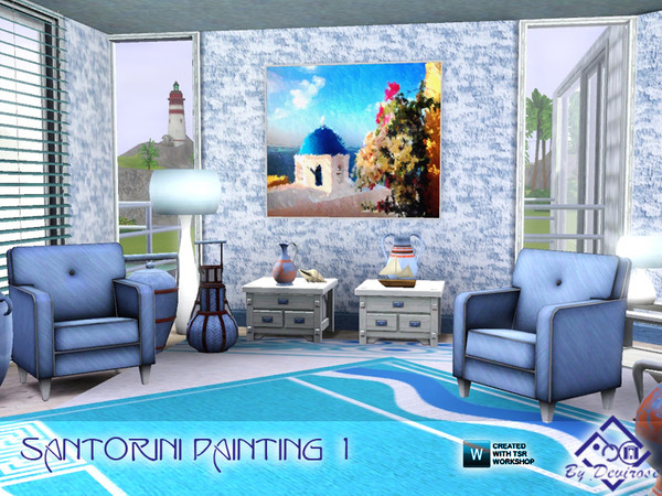Sims 3 — Santorini Painting  1 by Devirose — The colors and landscapes of Santorini Greek, Mediterranean moments of