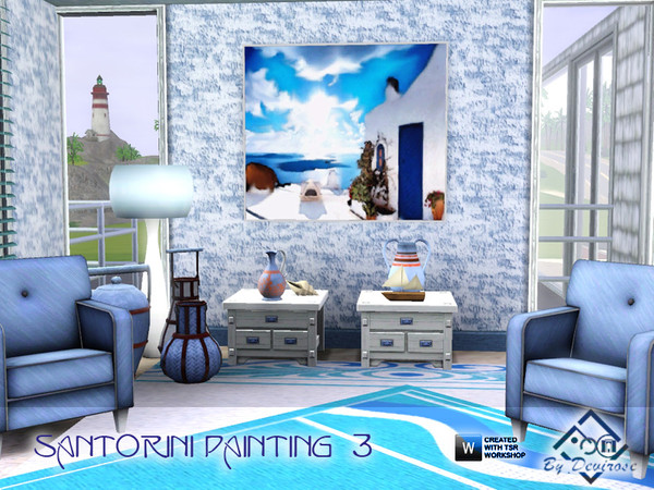 Sims 3 — Santorini Painting  3 by Devirose — The colors and landscapes of Santorini Greek, Mediterranean moments of