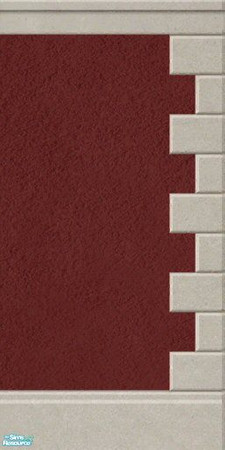 Sims 2 — Maxis Match Brick Red Stucco wall by Helenloki — Brick Red Stucco wall with Quoining to match existing maxis