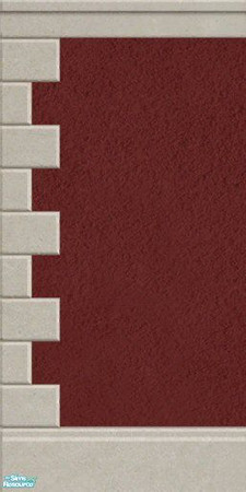 Sims 2 — Maxis Match Brick Red Stucco wall by Helenloki — Brick Red Stucco wall with Quoining to match existing maxis