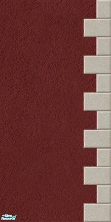 Sims 2 — Maxis Match Brick Red Stucco wall by Helenloki — Brick Red Stucco wall with Quoining to match existing maxis