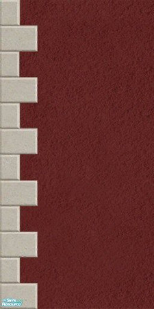 Sims 2 — Maxis Match Brick Red Stucco wall by Helenloki — Brick Red Stucco wall with Quoining to match existing maxis