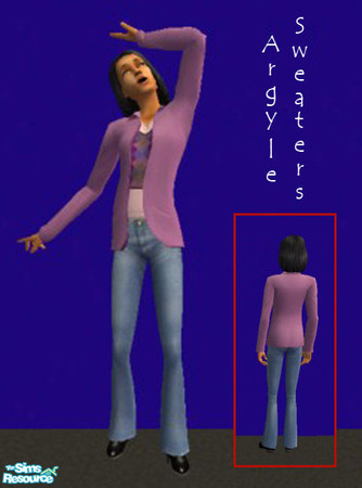 Sims 2 — Argyle Sweaters w/ Matching Jackets - Purple by sweettems — Cute argyle sweaters paired with jackets, blue
