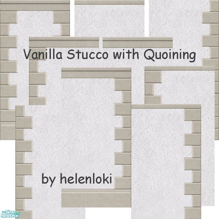 Sims 2 — Maxis Match Vanilla Stucco Walls by Helenloki — Maxis Match Vanilla Stucco Walls with Quoining.
