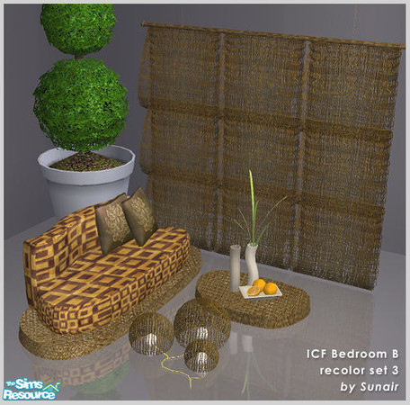 Sims 2 — ICF Bedroom B - Recolor set 3 by Sunair — ICF Bedroom B - Recolor set 3 (darkwood)