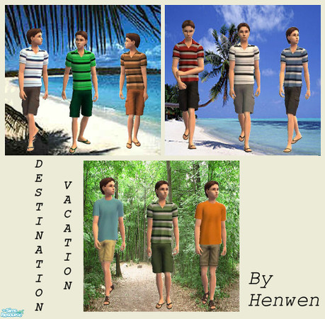 Sims 2 — Teen Destination Vacation by Henwen — Some comfortable casual clothes for your teen males to wear on vacation.