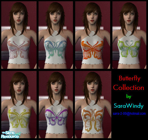 Sims 2 — Butter Fly sett by White_Rain — Buttefly patterned top\'s