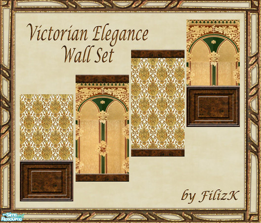 Sims 2 — Victorian Elegance Wall Set by filizk — 4 Victorian wallpapers. If you are looking for sophistication and