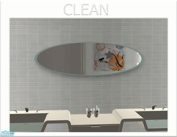 Sims 2 — Clean - Mirror by linegud — An oval shaped mirror with a back plate of colored glass. 