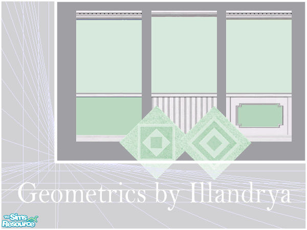 Sims 2 — Geometric Walls & Floors in Mint by Illandrya — A selection of walls and floors in matching shades of mint