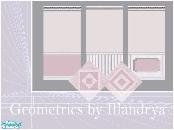 Sims 2 — Geometric Walls & Floors in Rose by Illandrya — A selection of walls and floors in matching shades of rose