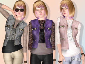 Sims 3 — ~ Leather and Lace Top ~ by Cleotopia — Get that ultimate fashion attitude look with this new top ((with the