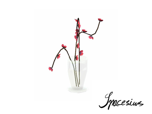 Sims 3 — Hampton living room - Flower vase by spacesims — A lovely glass vase containing gorgeous, pink flowers with a