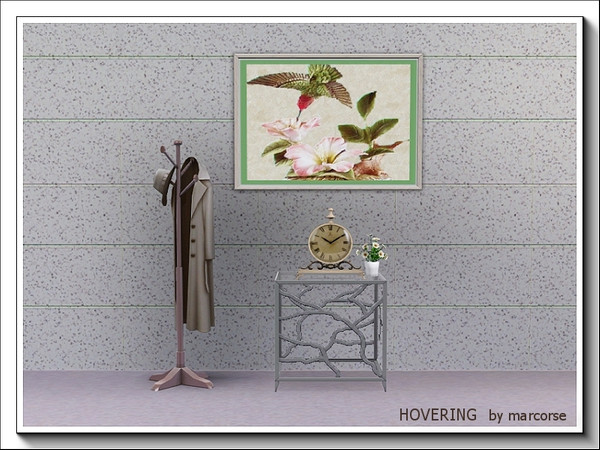 Sims 3 — Hovering_marcorse by marcorse — A tiny jewelled Hummingbird hovers as it feasts on the flowers. The frame is