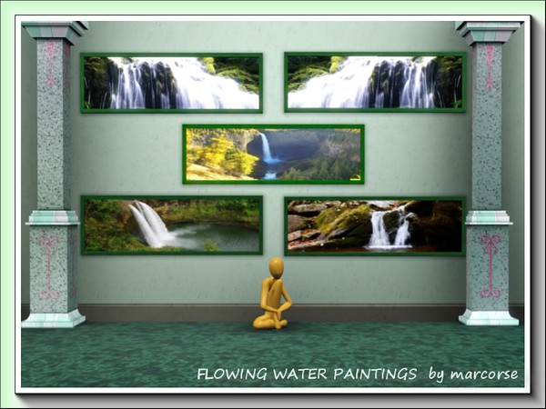 Sims 3 — Flowing Water Painting Set_marcorse by marcorse — There are five waterfall paintings in this set. I have made