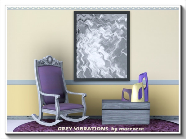 Sims 3 — Grey Vibrations_marcorse by marcorse — A modern abstract painting in vibrating shades of grey. Frame is