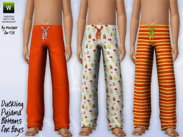 Sims 3 — Duckling Pyjama Bottoms for Boys by minicart — Get 'em to bed early with these cute duckling pyjama bottoms,
