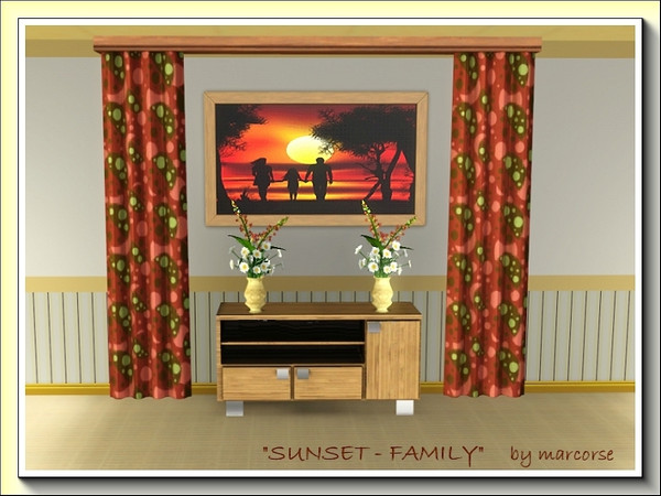 Sims 3 — Sunset-Family_marcorse by marcorse — An end of day painting, featuring a small family, hand-in-hand, walking