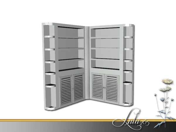 Sims 3 — Parker Home Office Wall Unit by Lulu265 — Part of the Parker Home Office Set Fully CAStable. 36 decor slots