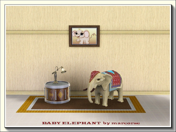 Sims 3 — Baby Elephant_marcorse by marcorse — This small format painting of a baby elephant is one of a set of 5 African