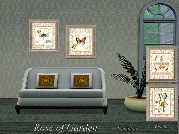 Sims 3 — Rose of garden by quima — Rose of garden is a set of 6 retro style romantic paintings, to give color and joy to