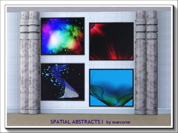 Sims 3 — Spatial Abstracts I_marcorse by marcorse — Spatial Abstracts is a 4painting set with an abstract space theme.