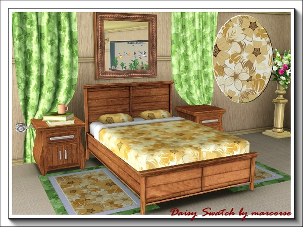 Sims 3 — Daisy Swatch_marcorse by marcorse — Yellow daisies in an informal repeat design. 3 channels recolourable.