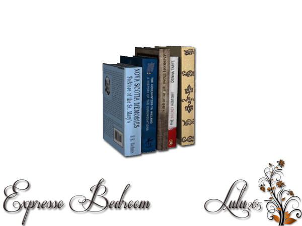 Sims 3 — Expresso Bedroom Desk Decor Books by Lulu265 — Part of the Expresso Bedroom Set Made by Lulu265 for TSR. Please