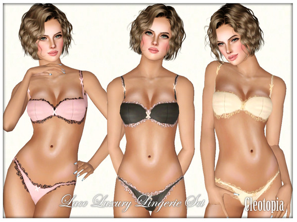 Sims 3 — ~ Lace Luxury Shape Lingerie ~ by Cleotopia — Perfect fit lace lingerie handdrawn textures by me, this is the